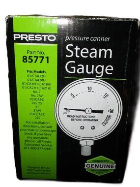Presto 85771 Pressure Cooker Canner Steam Gauge 0-20psi Fits Multiple Models